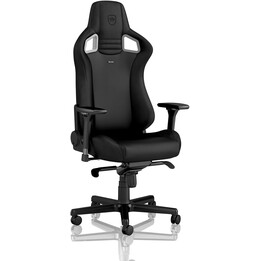Noblechairs EPIC Black Edition Cadeira para jogos em PU totalmente preta Apoios de braços 4D almofadas lombares/cabeça em espuma