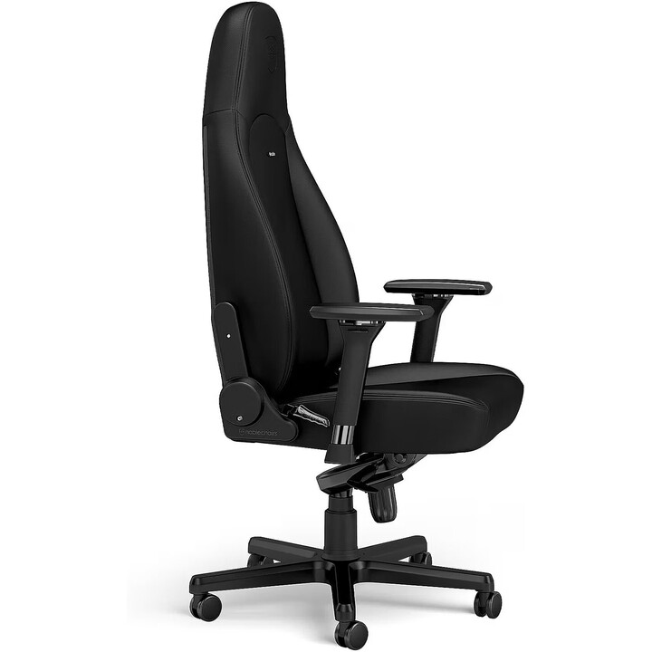 Noblechairs ICON Black Edition Silla de juegos PU todo negro 4D reposabrazos 150kg 135° reclinable Base de aluminio Almohadas lu