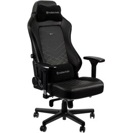 Noblechairs HERO Schwarz/Gold PU Gaming Stuhl schwarz/goldene Akzente 4D Armlehnen integrierte Lendenwirbelstütze Kaltschaum Mem