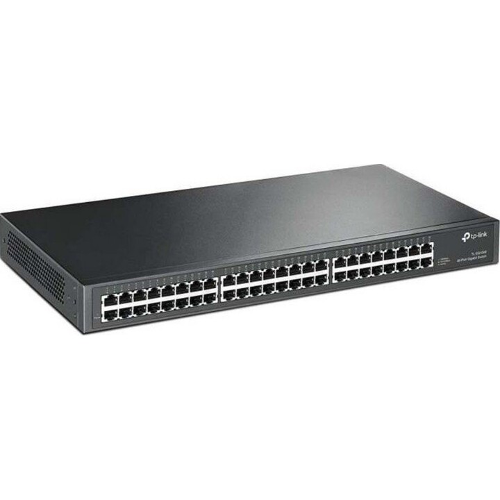 TP-Link TL-SG1048 48-port Gigabit rackmount switch 96Gbps 16K MAC unmanaged 1U steel case 2 fans auto MDI/MDIX
