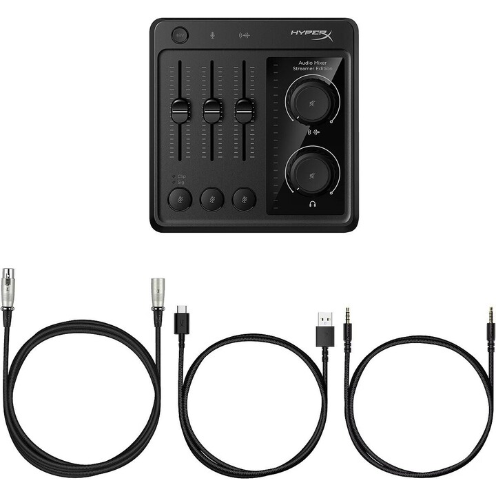 HyperX Audio Mixer 73C12AA Misturador de áudio Entradas XLR TRS 3,5 mm Saída de linha para auscultadores 48V phantom USB-C