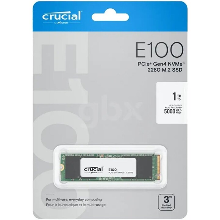Crucial E100 CT1000E100SSD8-T 1To M.2 NVMe PCIe Gen4 SSD memory 5000/4500MB/s