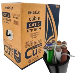 Cabo RJ45 UTP em bobina Phasak PHR 669 Cat.6/ 305m/ Cinza