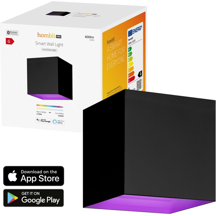 Aplique de exterior inteligente Hombli, negro