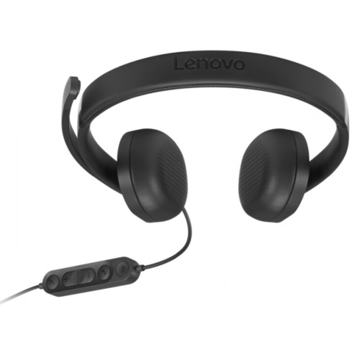 Lenovo - Cuffia VoIP 5000 con cavo per ufficio/centro chiamate, USB Type-C, nero