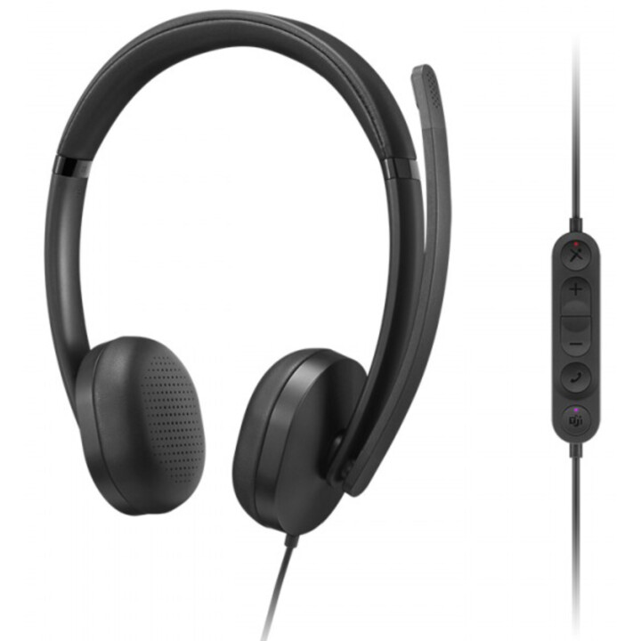 Lenovo - Cuffia VoIP 5000 con cavo per ufficio/centro chiamate, USB Type-C, nero