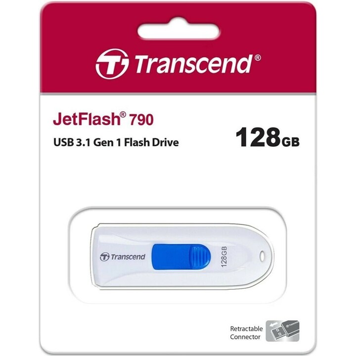 Transcend Flash Memory Unit Usb3 128gb/790, White