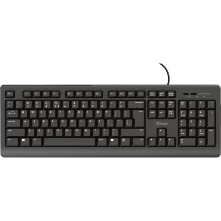 Clavier à membrane Trust Primo, format US, protection contre les éclaboussures, noir