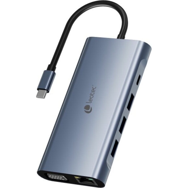 Hub docking station Leotec 11-in-1 USB/USB-C/VGA/HDMI/MicroSD