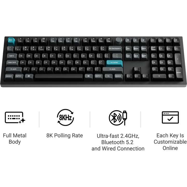 Keychron Q6 Ultra Q6U-M1 100% kabellose mechanische Tastatur Ultra Black 8K Polling RGB Gasket Mount Keychron Silk POM Red Schal