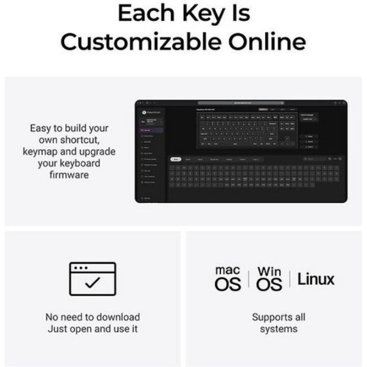 Keychron Q3U-M1 4894979049841 75% teclado mecânico sem fios 8K ZMK Junta RGB Interruptores vermelhos