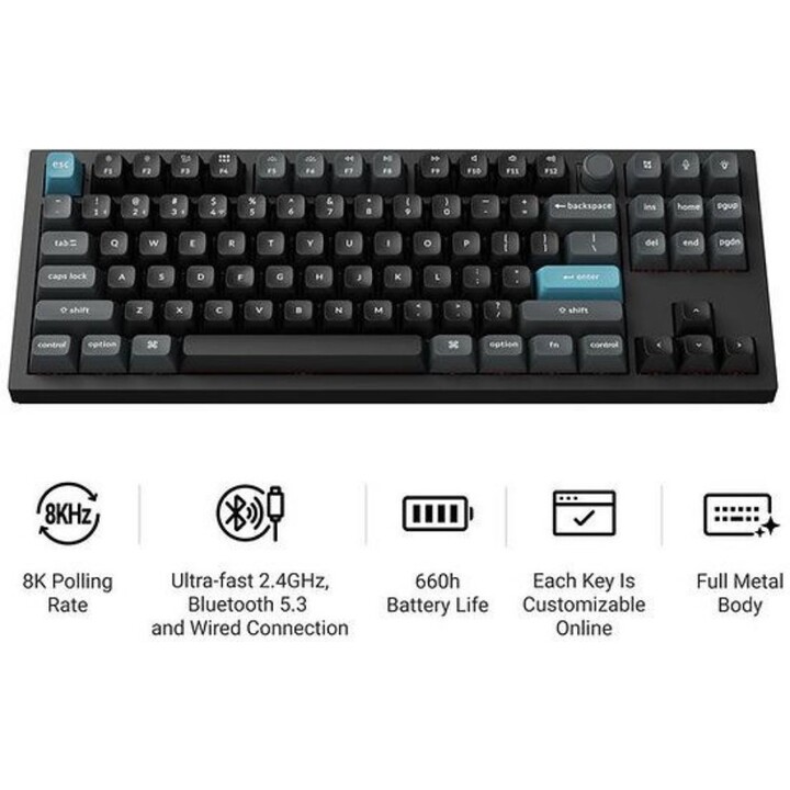 Keychron Q3U-M1 4894979049841 75% teclado mecânico sem fios 8K ZMK Junta RGB Interruptores vermelhos