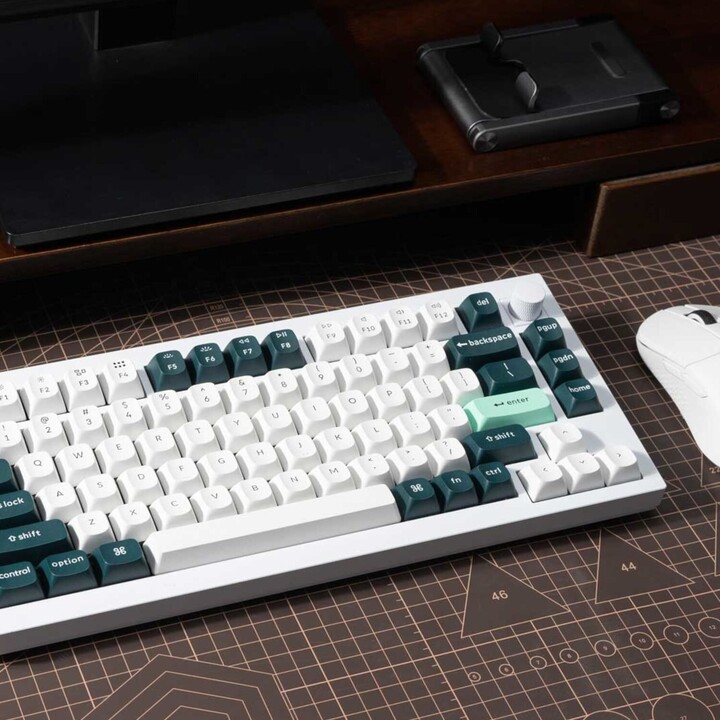 Keychron Q1H-P1 75% verkabelte mechanische Tastatur hotswap ZMK RGB gasket mount PBT weißes Gehäuse