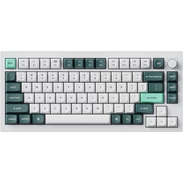 Keychron Q1H-P1 75% verkabelte mechanische Tastatur hotswap ZMK RGB gasket mount PBT weißes Gehäuse