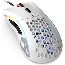 Glorious Model D Gaming Mouse GLO-MS-DM-GW Wired ergonomische Rechtshänder Wabe PMW3360 12000DPI 6 Omron Tasten RGB weiß
