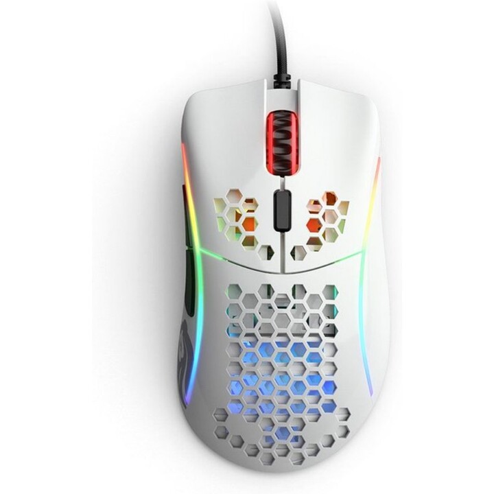 Glorious Model D Gaming Mouse GLO-MS-DM-GW Cablato ergonomico per destri a nido d'ape PMW3360 12000DPI 6 pulsanti Omron RGB bian