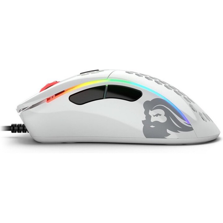 Glorious Model D Gaming Mouse GLO-MS-DM-GW Wired ergonomic right-handed honeycomb PMW3360 12000DPI 6 Omron buttons RGB white