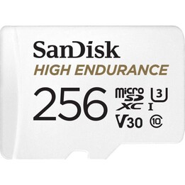 Carte mémoire SanDisk MicroSDHC haute endurance 256 Go classe 10 U3 V30 UHS-I avec adaptateur SD