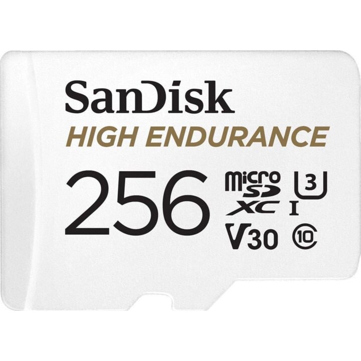 Tarjeta de memoria SanDisk High Endurance MicroSDHC 256 GB Clase 10 U3 V30 UHS-I Adaptador SD