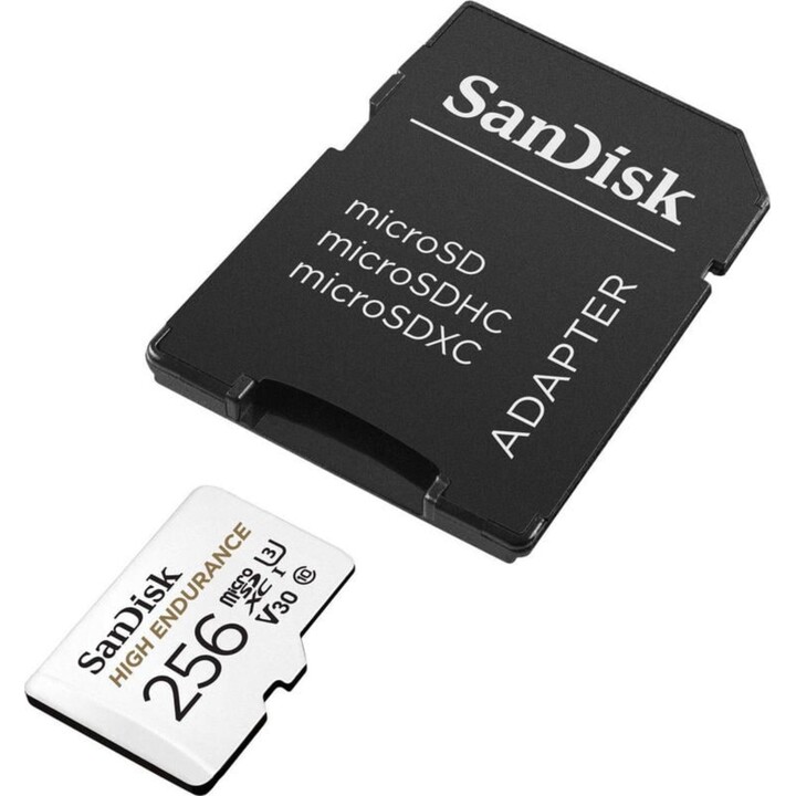 Tarjeta de memoria SanDisk High Endurance MicroSDHC 256 GB Clase 10 U3 V30 UHS-I Adaptador SD