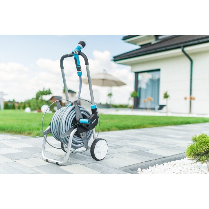 CELLFAST 55-050 EXPLORER Garden Hose Reel 1/2" 60m Reel Drum Black, Blue, Grey