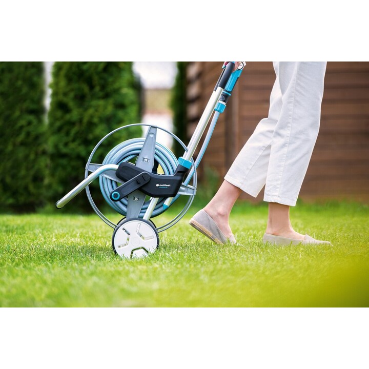 CELLFAST 55-050 EXPLORER Garden Hose Reel 1/2" 60m Reel Drum Black, Blue, Grey