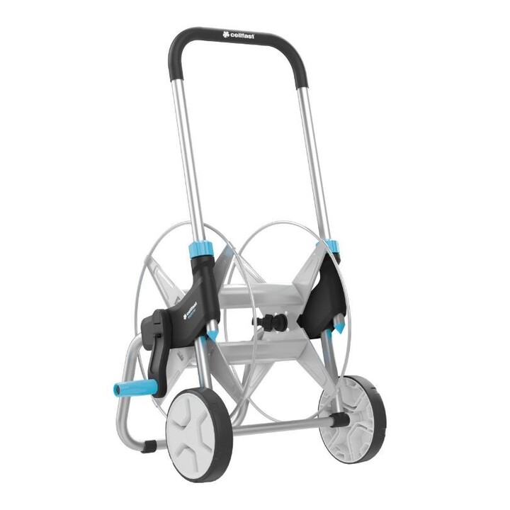 CELLFAST 55-050 EXPLORER Garden Hose Reel 1/2" 60m Reel Drum Black, Blue, Grey