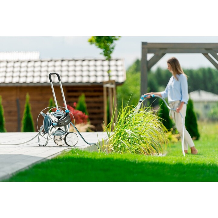 CELLFAST 55-050 EXPLORER Garden Hose Reel 1/2" 60m Reel Drum Black, Blue, Grey
