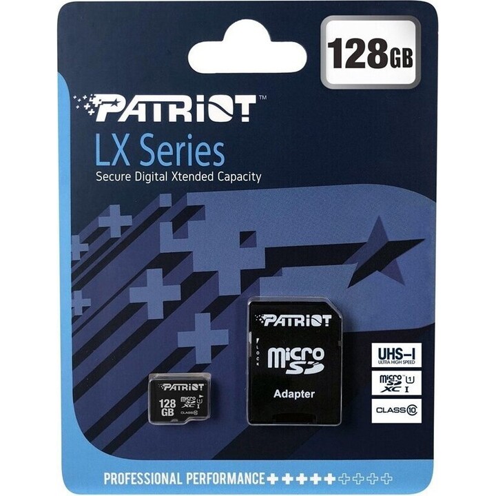 Patriot PSF128GMDC10 Scheda MicroSD UHS-I Classe 10 da 128 GB, 80 MB/s, Nera