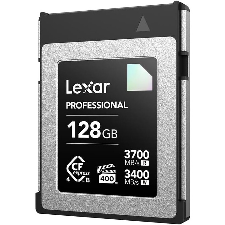 Scheda Lexar Professional CFexpress 4.0 Type-B da 128GB, velocità di lettura fino a 3700 MB/s, scrittura fino a 3400 MB/s. Vpg 