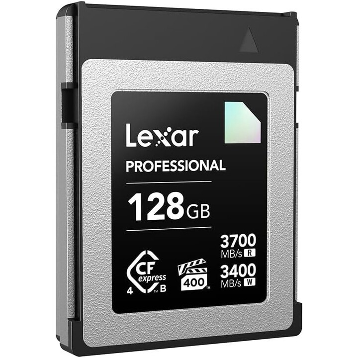 Scheda Lexar Professional CFexpress 4.0 Type-B da 128GB, velocità di lettura fino a 3700 MB/s, scrittura fino a 3400 MB/s. Vpg 