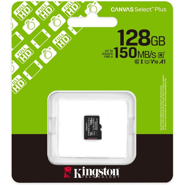 MicroSD Kingston Canvas Select Plus 128 GB UHS-I 150MB/s A1 V10