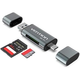 Vention CCHH0 Lecteur de cartes USB 3.0 5000 Mbit/s Multi-interface, gris aluminium