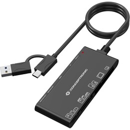 Conceptronic BIAN10B Lettore di schede USB 3.2 Gen 1 Tipo-A/Tipo-C 7 slot, nero