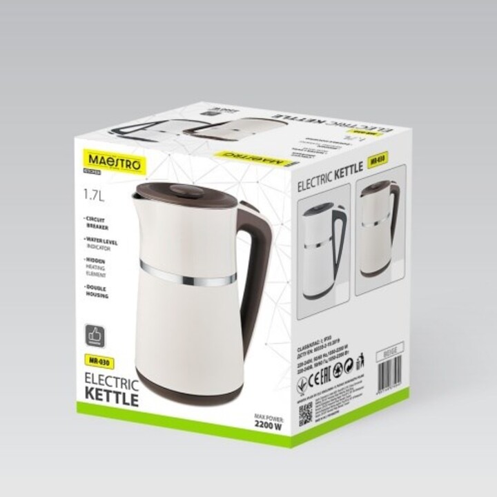 Maestro MR-030 Beige Bollitore elettrico 1,7 l 2200 W Beige