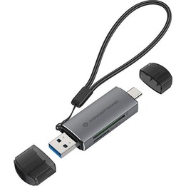 Conceptronic BIAN05G SD/MicroSD Card Reader 3.0 USH-I with Dual USB-A/USB-C 3.0 Connector, Gray