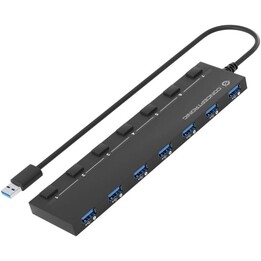 Conceptronic HUBBIES19BP Hub USB 7 ports USB 3.2 Gen 1 avec alimentation externe, noir