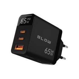 LCD-Wandladegerät mit USB-Anschluss + 2x USB-C PD 65W GAN-Wattmeter (schwarz)