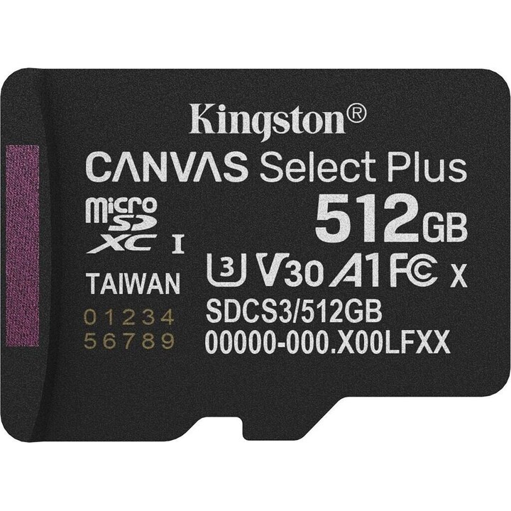 Kingston Technology 512gb Microsdxc Canvas Select Plus Gen3 150mb/s A1 (incluye Adaptador De Sd)
