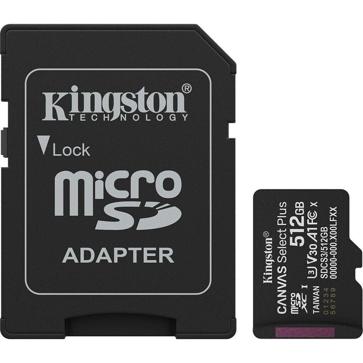 Kingston Technology 512gb Microsdxc Canvas Select Plus Gen3 150mb/s A1 (incluye Adaptador De Sd)