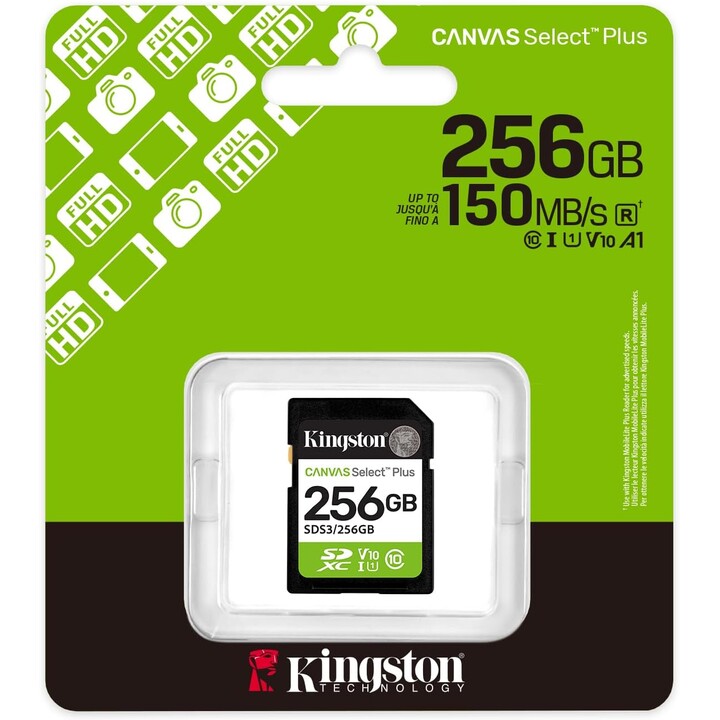 Kingston Technology 256 Gb Sdxc Canvas Select Plus Gen3 150 Mb/s C10 Uhs-i U1 V10