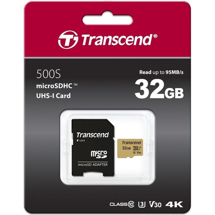 scheda microSD 32GB Transcend SDHC USD500S W/Adapter