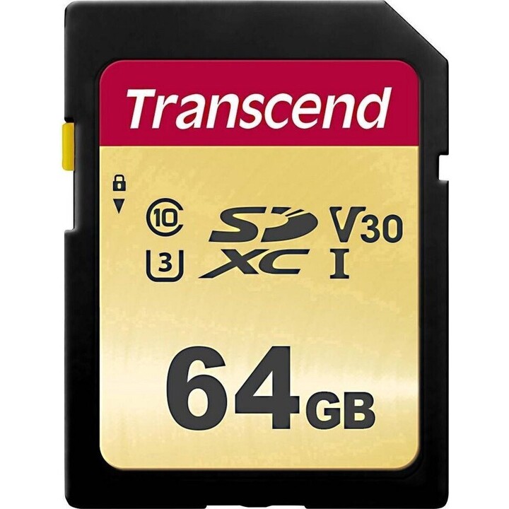 Carte 64 Go Transcende SDXC SDC500S 95/60 MB / S
