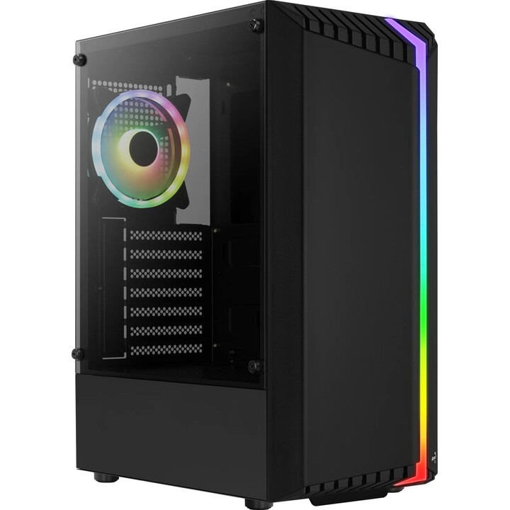 Aerocool Bionic G-V2 Tg Gaming PC Gehäuse, Schwarz, gehärtetes Glas
