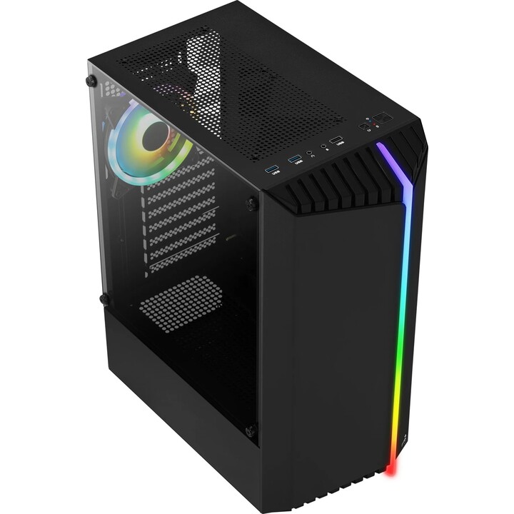 Aerocool Bionic G-V2 Tg Gaming PC Case, Black, Tempered Glass