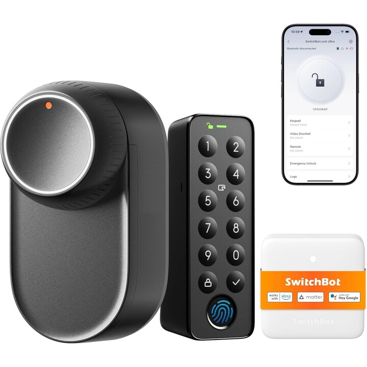 SwitchBot Lock Ultra TOUCH Combo Inalámbrico Negro