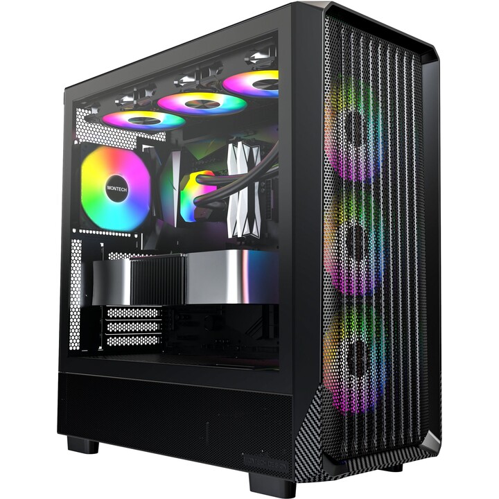 MONTECH X5 (B) Premium Compact mATX Gaming Case Dual Chamber Black Edition