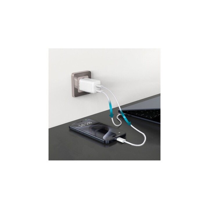 USB-C GaN Dual-Netzteil 65 W, QC 3.0 & PD, für alle iPhones, iPads und andere USB-C-Geräte, variable Ladeleistung (max. 65 W