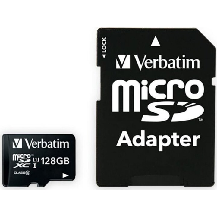 Carte mémoire MicroSDXC 90 Mo/s Verbatim Premium 128 Go + Adaptateur