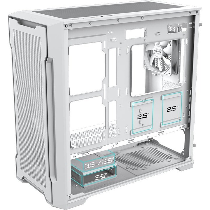 Gigabyte C102 Glass ICE GB-C102GI Mid-Tower mATX Case Tempered Glass White Optimized Airflow